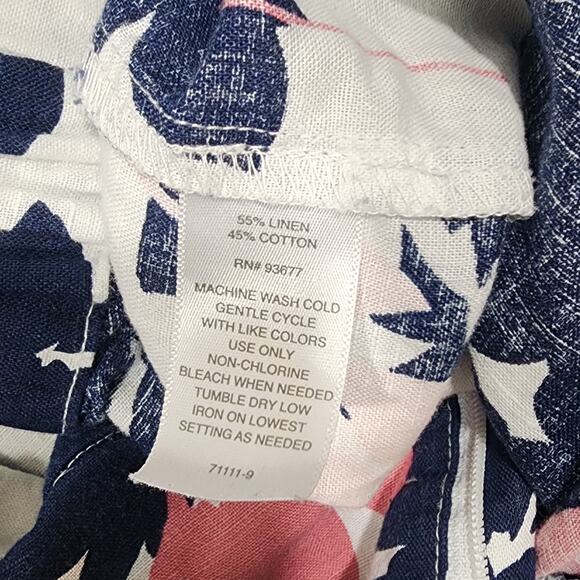 Liz Claiborne Pants Large Linen Blend Floral Wide-Leg Fun Boho Colorful Beach - Picture 6 of 12